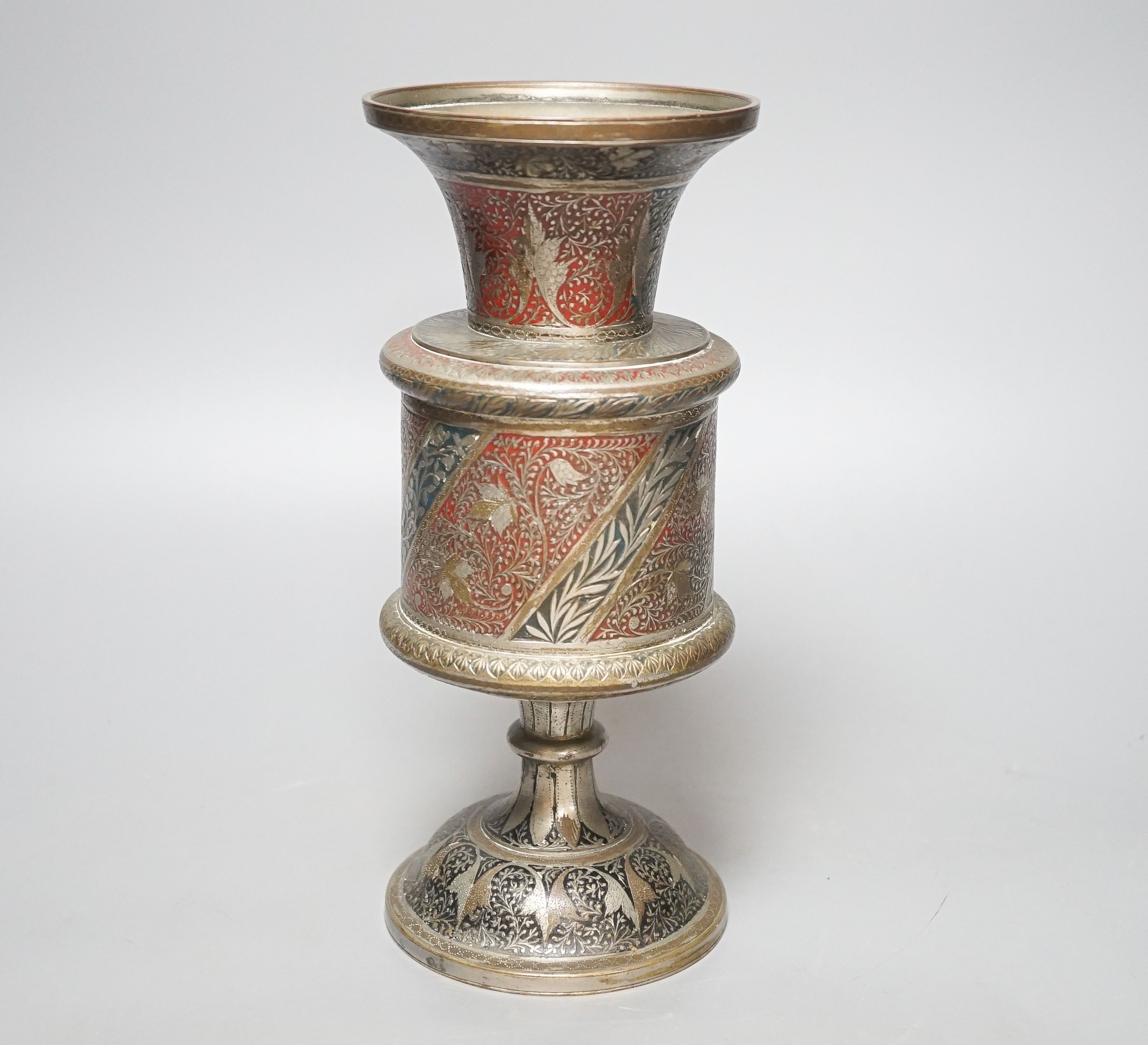 An Indian cast Benares ware vase 24cm